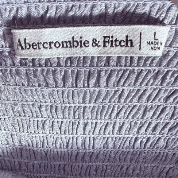 Abercrombie Chiffon Puff Sleeve Sheer Mini Dress sz L Periwinkle fairy babydoll - Picture 5 of 11